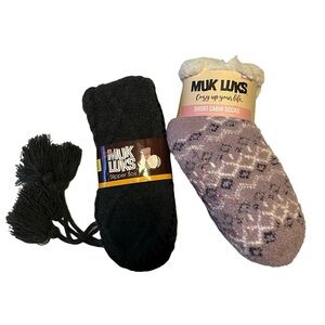 MUK LUKS 3 Pairs Women’s - 2) Warm Cabin Socks & 1) Pair Tassel Slipper Sox NWT